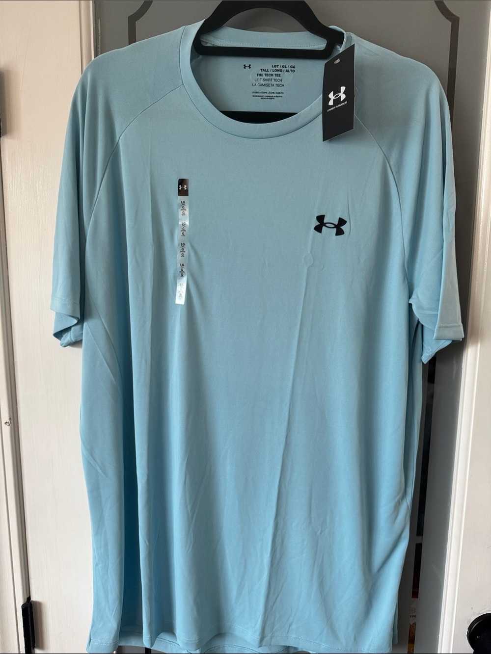 Under Armour Men’s Light Blue Short Sleeve Athletic Tee - Black Logo